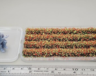 JHT - Red Strip Flower Cluster - Self Adhesive Grass Tufts - 8mm height x 108mm long 4per pack