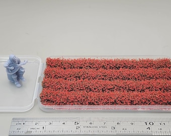 JHT - Rose Red Strip Grass Tufts - Self Adhesive Grass Tufts - 8mm height x 108mm long 4per pack