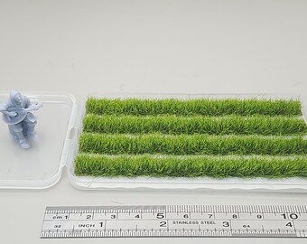 JHT - Spring Green Strip Grass Tufts - Self Adhesive Grass Tufts - 8mm height x 108mm long 4per pack
