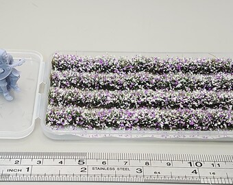 JHT - Lavender Strip Flower Cluster - Self Adhesive Grass Tufts - 8mm height x 108mm long 4per pack