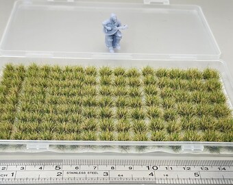 JHT - Autumn Green Model Grass Clusters - Self Adhesive Grass Tufts - 8mm height x 8/10/12mm round base