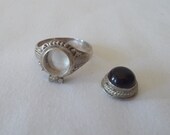 Vintage Sterling Silver Poison Ring 925 Fine Jewelry Sz 8 1 2 Snuff Locket Pill Box Ring Womans Teen Harley Stash Ring AMETHYST Stone
