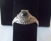Vintage Sterling Silver Poison Ring 925 Fine Jewelry Sz 8 1 2 Snuff Locket Pill Box Ring Womans Teen Harley Stash Ring Black Onyx Stone