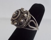 Vintage Art Deco Sterling Silver Poison Ring 925 Fine Jewelry Size 3 1 2 Snuff Locket Pill Box Ring Womans Stash Ring 6.82gm Signed