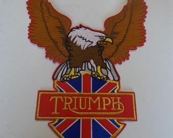 Large~Biker~Patch~10"~Jacket / Vest~Patch~Embroidered~Old~90's~Triumph~Motorcycle~Patch~Biker~Triumph~Accessory~Old Stock~Never Used~Gift
