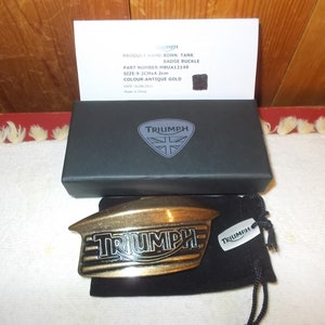 TRIUMPH~Belt Buckle~Manufacturer Part #~MBUA12149~Biker~Gift~Collectable~Biker~Cowboy~Jewelry~Bonneville~Tank~Badge~Buckle~Old Stock~Harley