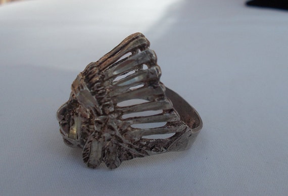 Vintage~Sterling Silver~Hand~Hammered~Chief~Ring~… - image 7