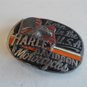 HARLEY DAVIDSON~Belt Buckle~1991~Baron~Pewter~&quot;Born In The USA&quot;~Never Used~Biker~Gift~Collectable~Biker~Cowboy~Jewelry~Fathers Day Gift