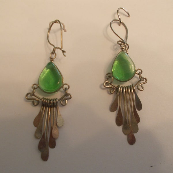 Boho~Hippie~Dangle~Chandelier~Earrings~Old Stock~Cowgirl~Harley Rider~Drop Earings~2" Long~Alpaca~~~F