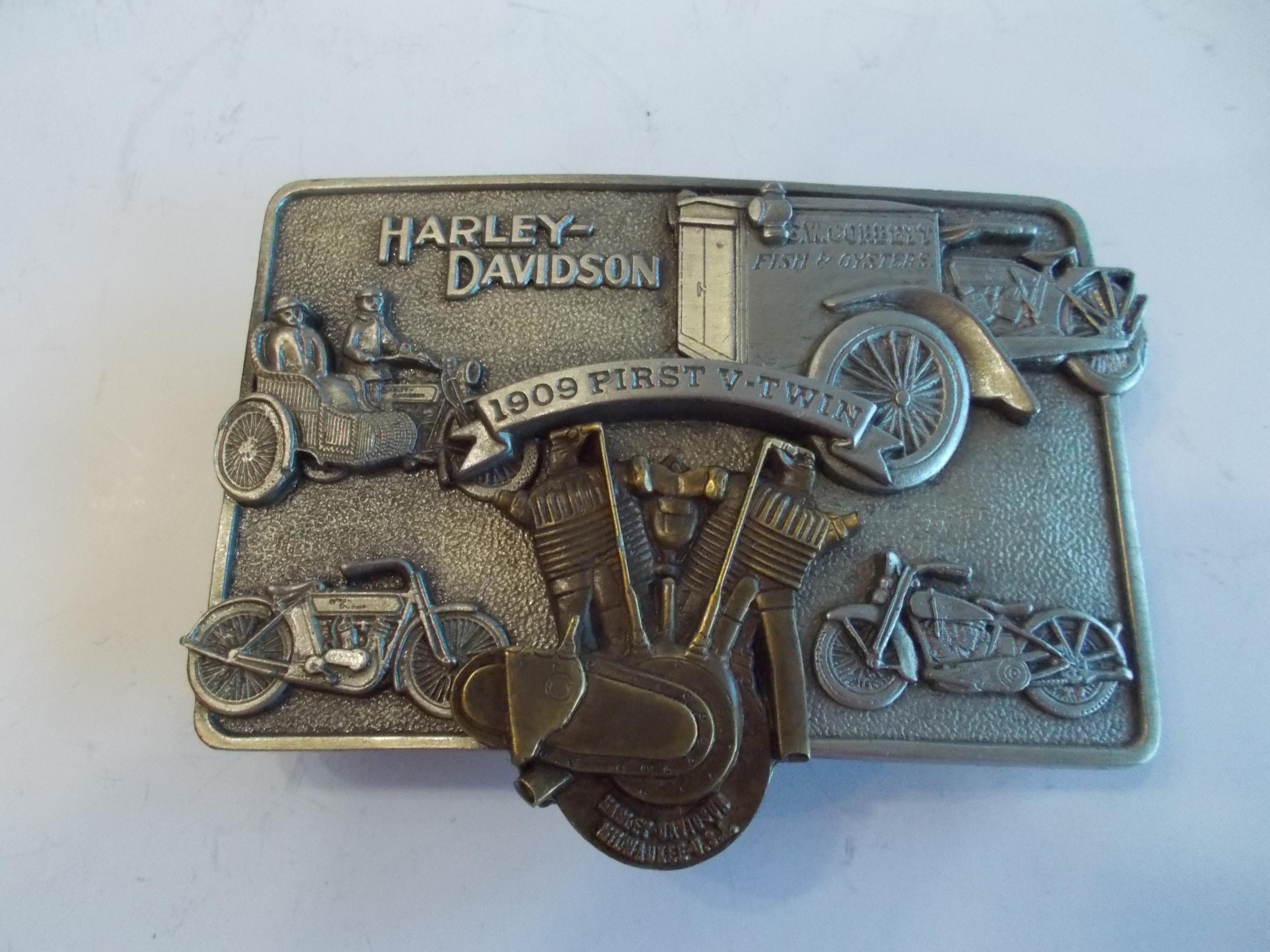 Boucle de ceinture Harley Davidson vintage 1989 : étain Siskiyou et émail - France