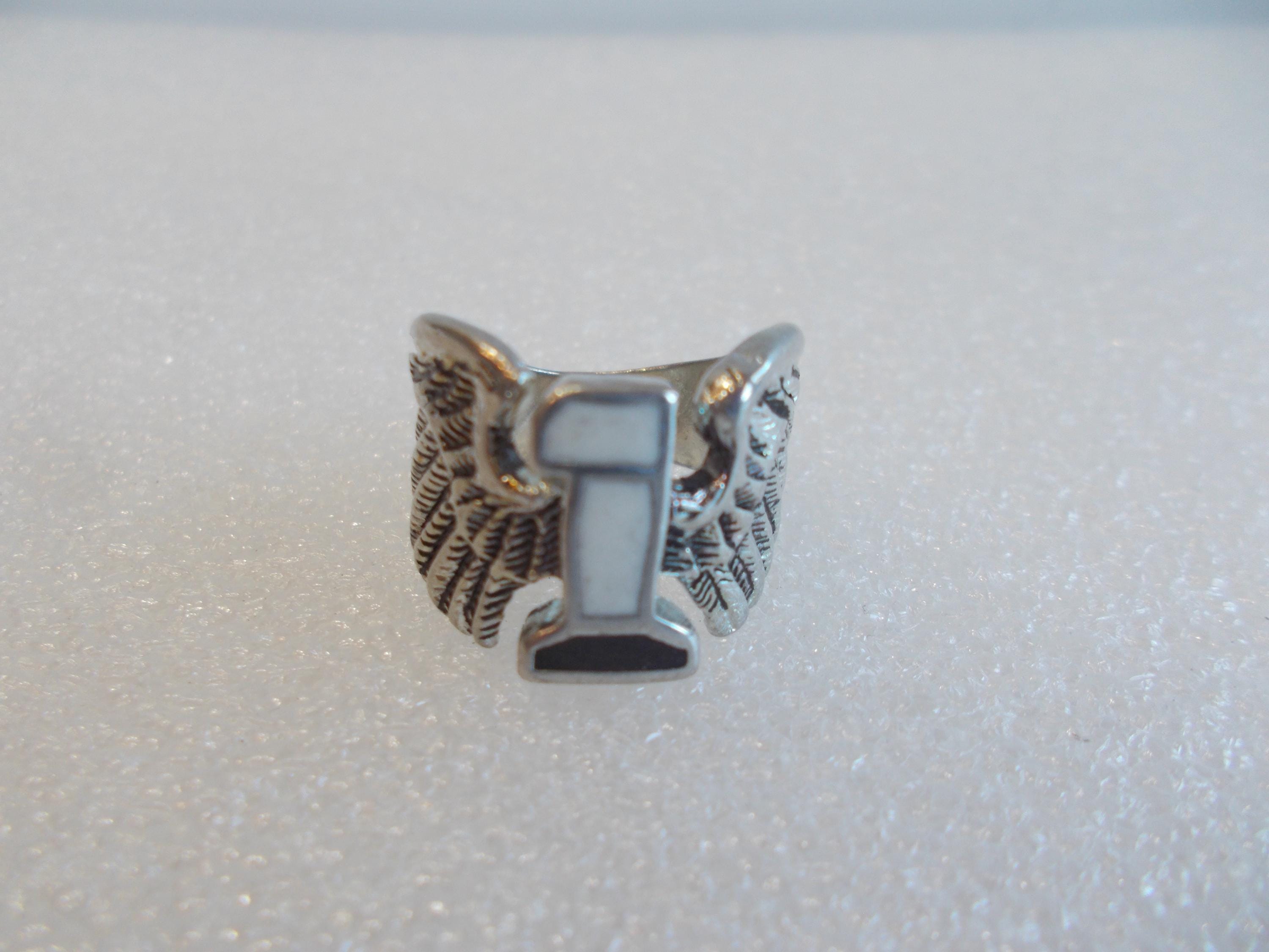 Bague Vintage G&S 1985 - Argent Sterling - Taille 11 - Style Biker - France