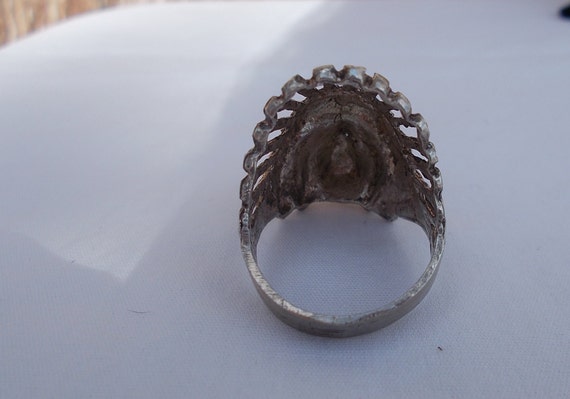 Vintage~Sterling Silver~Hand~Hammered~Chief~Ring~… - image 8