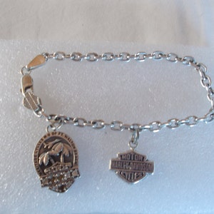 Genuine~Harley Davidson~Charm~Bracelet~Sterling Silver~Long~7. 3/4&quot;~Harley Davidson~925~Fine~Jewelry~Biker~Accessory~16+gm.VALENTINE~GIFT