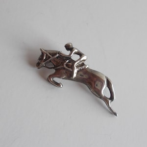 Vintage~Jumping~Horse~Pin~Brooch~3D~Sterling Silver~Mexico~7.5gm~Fine~925~Jewelry~Equestrian~Thoroughbred~Fox Hunter~Show Jumper~Eventer