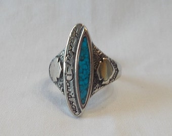 Genuine~Licensed~HARLEY DAVIDSON~Ring~Turquoise~Script~90's~Old~Stock~Sizes~4 thru 9~Men's~Woman's~Harley Jewelry~Women's~Nice~Man's