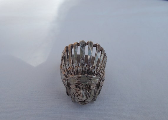 Vintage~Sterling Silver~Hand~Hammered~Chief~Ring~… - image 6