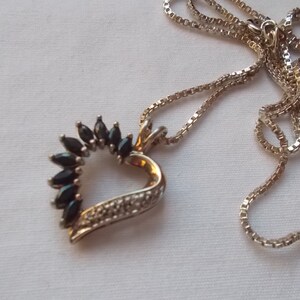 Vintage~Sterling Silver~Black~Onyx~Heart~Pendant~Necklace~925~Fine Jewelry~Women~Teen~Pretty~6.3gm.~Classic~18"~Chain~925~VALENTINE~Gift