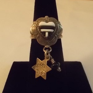 Vintage~Sterling~Silver~Heart~Charm~Ring~925~Fine~Jewelry~Marshall~Star~Womans~Teen~Womens Jewelry~Southwestern~Size~7~FREE~USA~SHIPPING