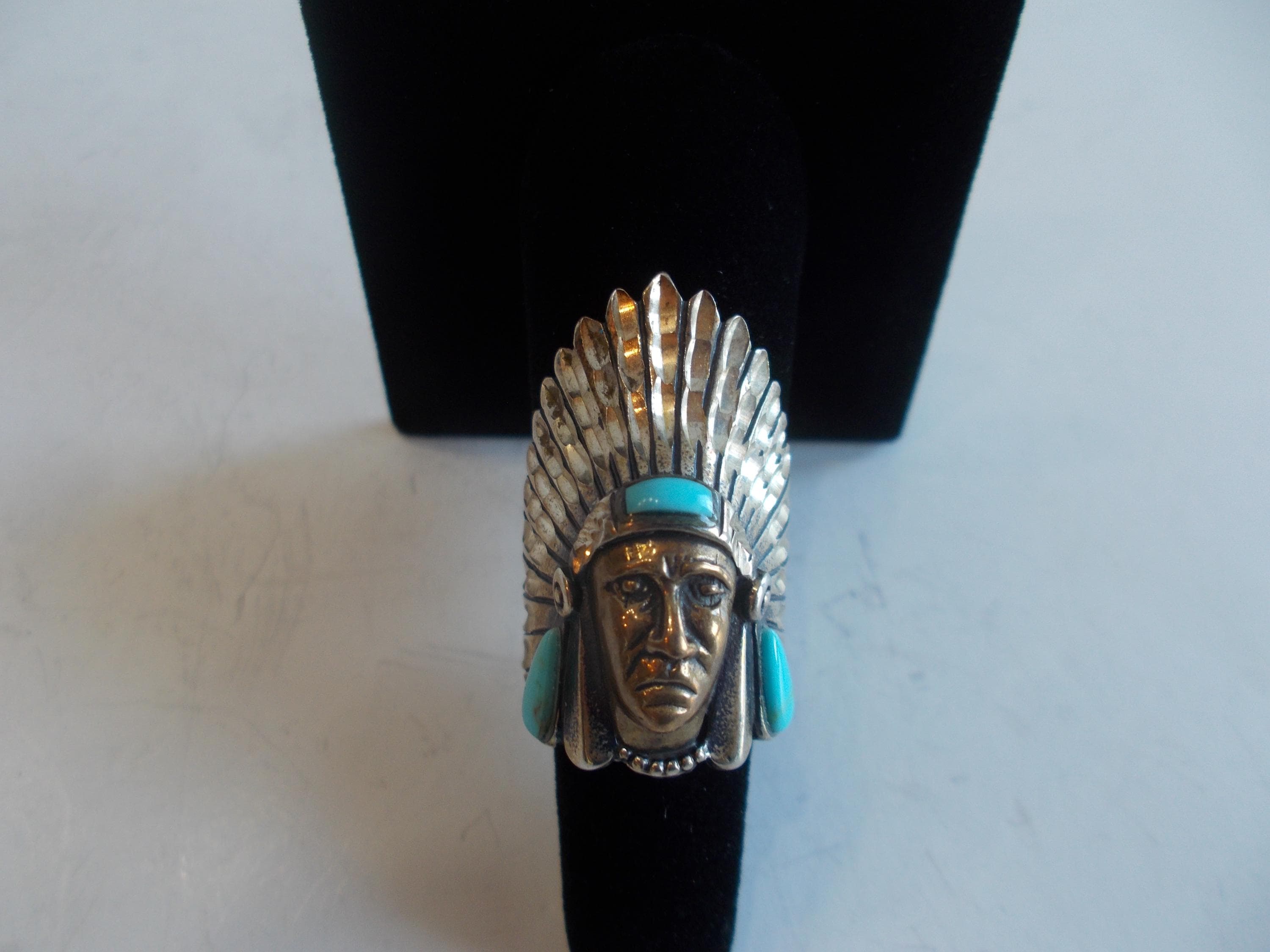 Turquoise Indian Head Ring Men - Etsy