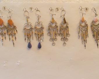 Boho~Hippie~Dangle~Chandelier~Earrings~New~Old Stock~Cowgirl~Harley Rider~Drop Earings~Long~Alpaca~Rodeo~Wedding~Jewelry~Accessory