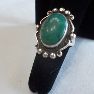 Vintage~Native American~Sterling Silver~Turquoise~Ring~925~Fine~Jewelry~Sz.6.5~Womans~80&#39;s~Womens~Nice~Cowgirl~Harley Rider~Fine~Jewelry~7+g