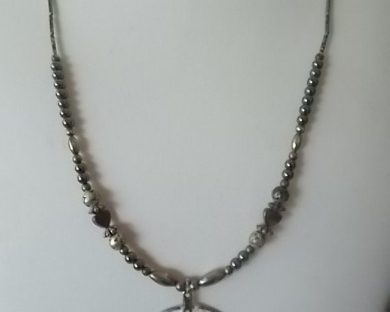 Vintage~Liquid Sterling Silver~HEMATITE~Beaded~Ne… - image 3