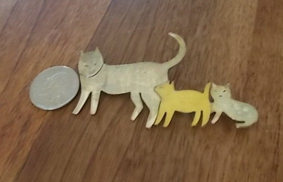 Big~Vintage~Sterling Silver~Cat~Kittens~Pin~Cat F… - image 2