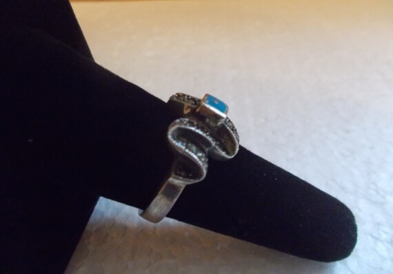 Vintage~Sterling Silver~Turquoise~Ring~70's~Turqu… - image 2
