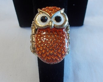 Big~Vintage~Owl~Poison Ring~90's~Jewelry~Size~7~Snuff~Locket~Pill Box Ring~Womans~Teen~Harley Rider~Hippie~