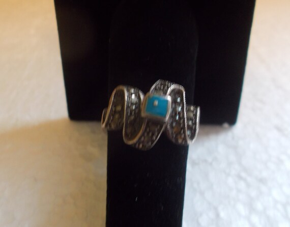 Vintage~Sterling Silver~Turquoise~Ring~70's~Turqu… - image 4