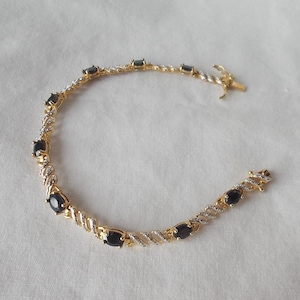 Vintage-Sterling-Silber-Gold-Gewaschen-Armband-Echt-Facet-Cut-AGATE-Edelsteine, 7 1/2,-Estate-Stück, 8,4 gm.
