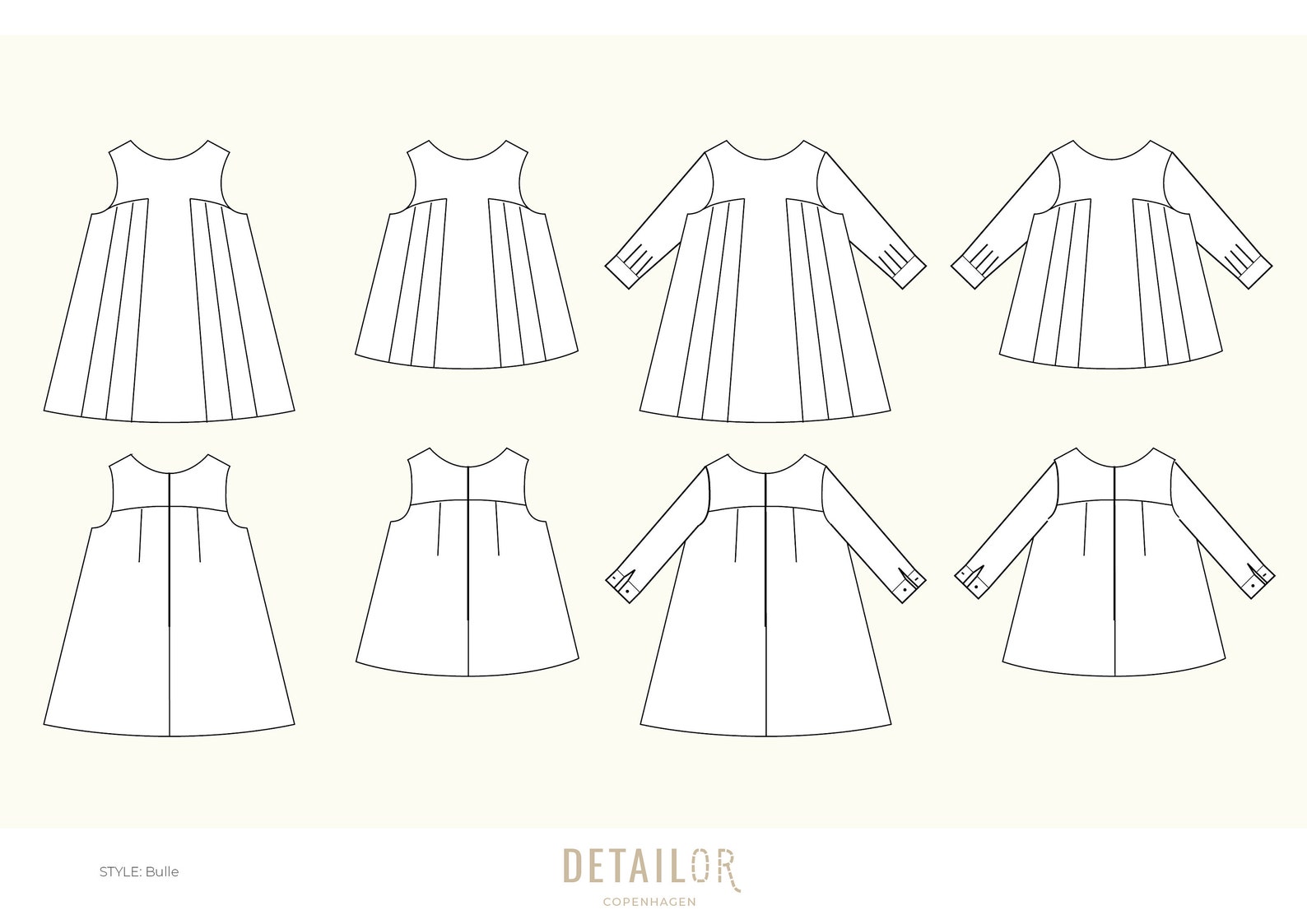 Bulle Long Sleeve Dress PDF Sewing Pattern With Girl's Dress, Shirt and Bulle Long Sleeve Dress PDF Sewing Pattern With Girl's Dress, Shirt and