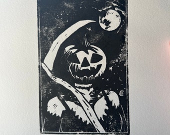 Pumpkin Reaper - Hand Inked Print