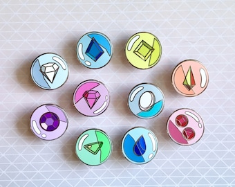 Bubble Gems Enamel Pin // Crystal Gemstones Lapel Pin