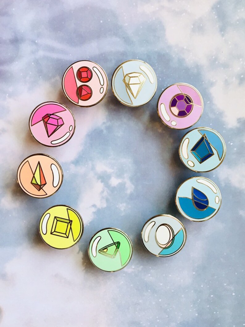 ANY FOUR Bubble Gems Enamel Pin Set // Crystal Gemstones Lapel Etsy