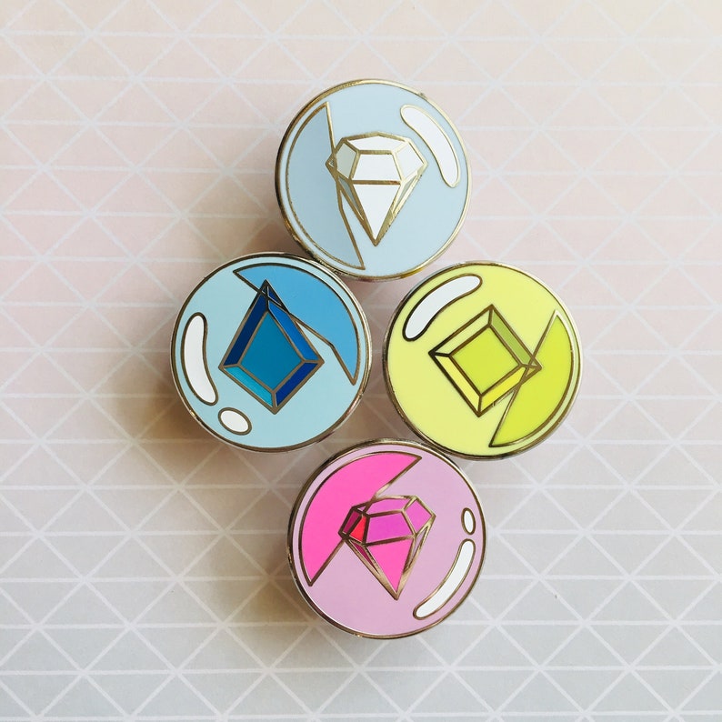 ANY FOUR Bubble Gems Enamel Pin Set // Crystal Gemstones Lapel Etsy