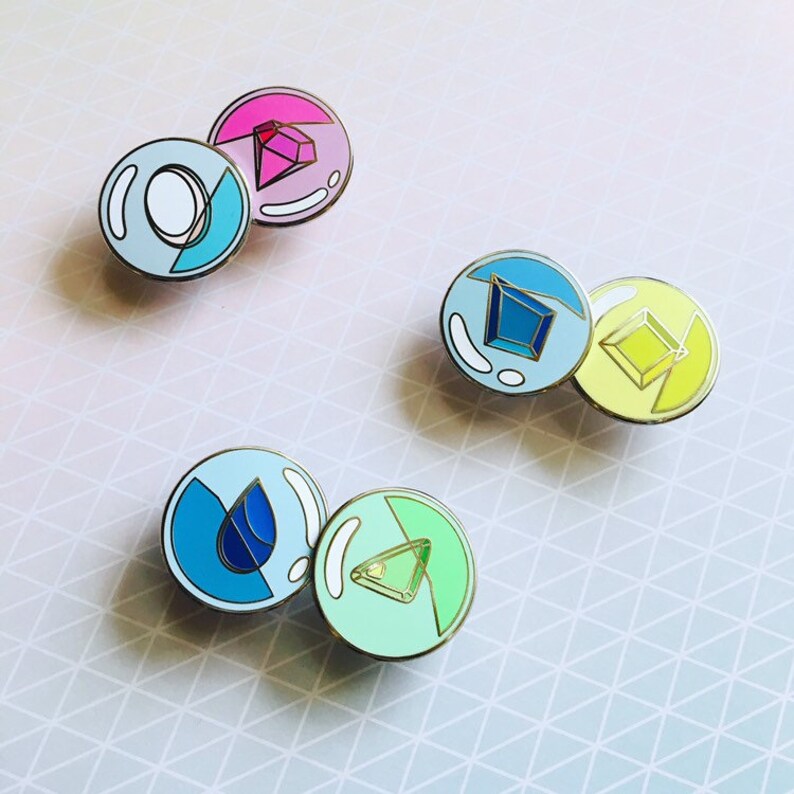 ANY FOUR Bubble Gems Enamel Pin Set // Crystal Gemstones Lapel Etsy