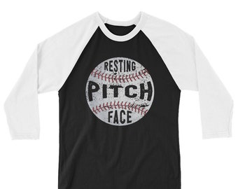 Resting Pitch Face Baseball Raglan T-Shirt for Pitchers Players Coaches