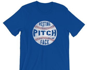 Softball Baseball Resting Pitch Face Funny T-Shirt for Pitchers Players Coaches