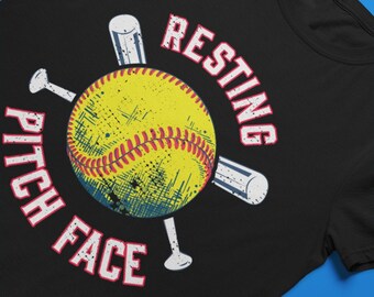 Softball T-Shirt - Resting Pitch Face - Fast Pitch - Pitcher Gift