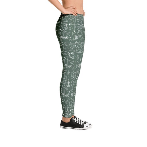 Math Equations Leggings Chalk Board Writing Green, Black, White Maths and  Science Teachers 