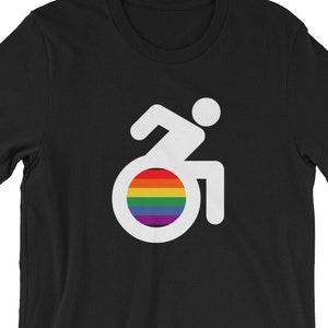 Disabled LGBT Shirt, Gay Pride Wheelchair User, Queer and Disabled, Short-Sleeve Unisex T-Shirt