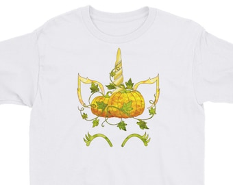 Girl Halloween Unicorn Pumpkin Gift Youth Short Sleeve T-Shirt