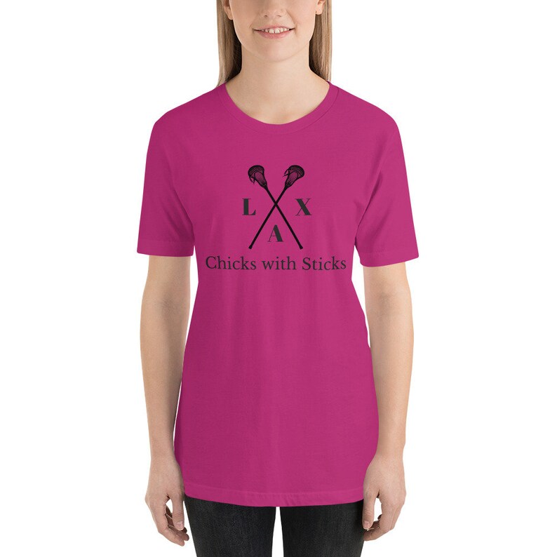 Womens Lacrosse Shirt Chicks With Sticks LAX Shortsleeve Etsy