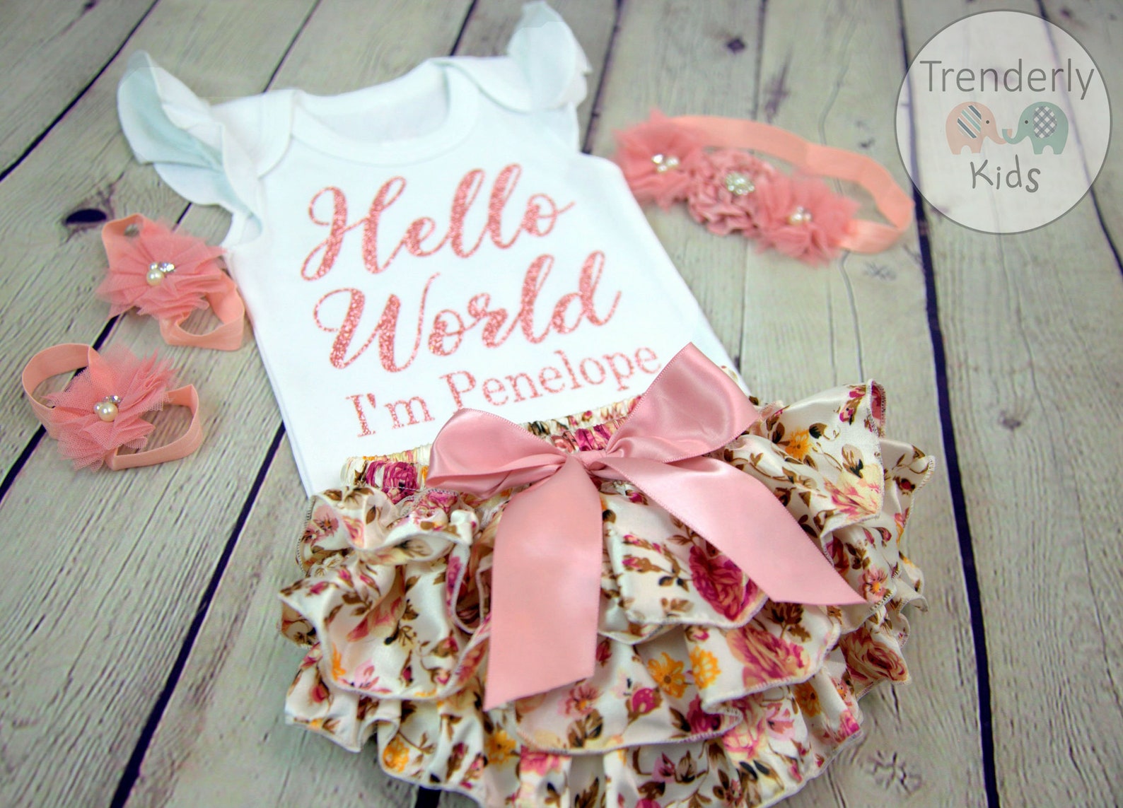 Baby Girl Gift Baby Girl Personalized Gift Set Floral Etsy