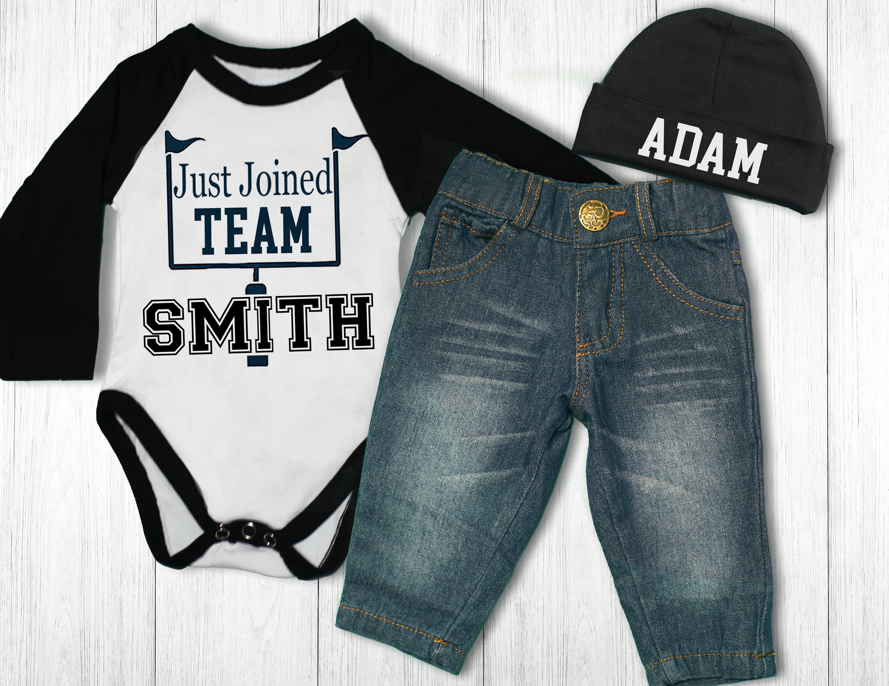 Personalized Newborn Baby Football Clothes Jeans Suspenders. Etsy