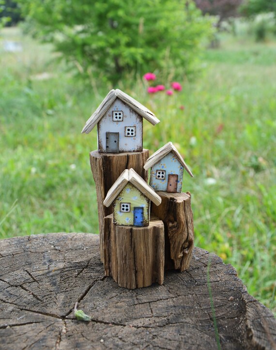 Wooden Decor New Home Gift Little Wooden House Driftwood Art Etsy