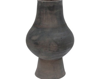 17&quot; Earthy Gray pottery vase with large opening (finish varies no two are the same)