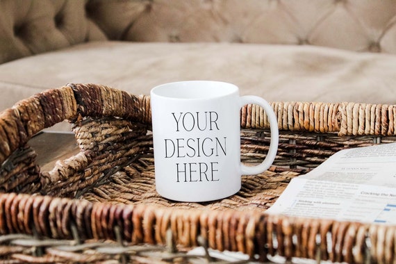 11 Ounce Mug Mockup On Coffee Table Etsy
