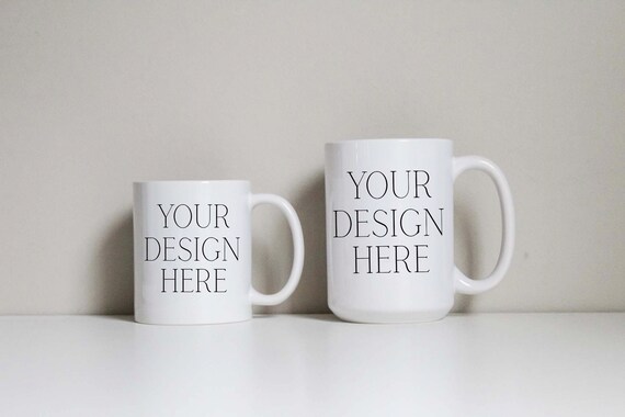Basic 11 15 Ounce Mug Mockup Size Comparison Mug Mockup Etsy